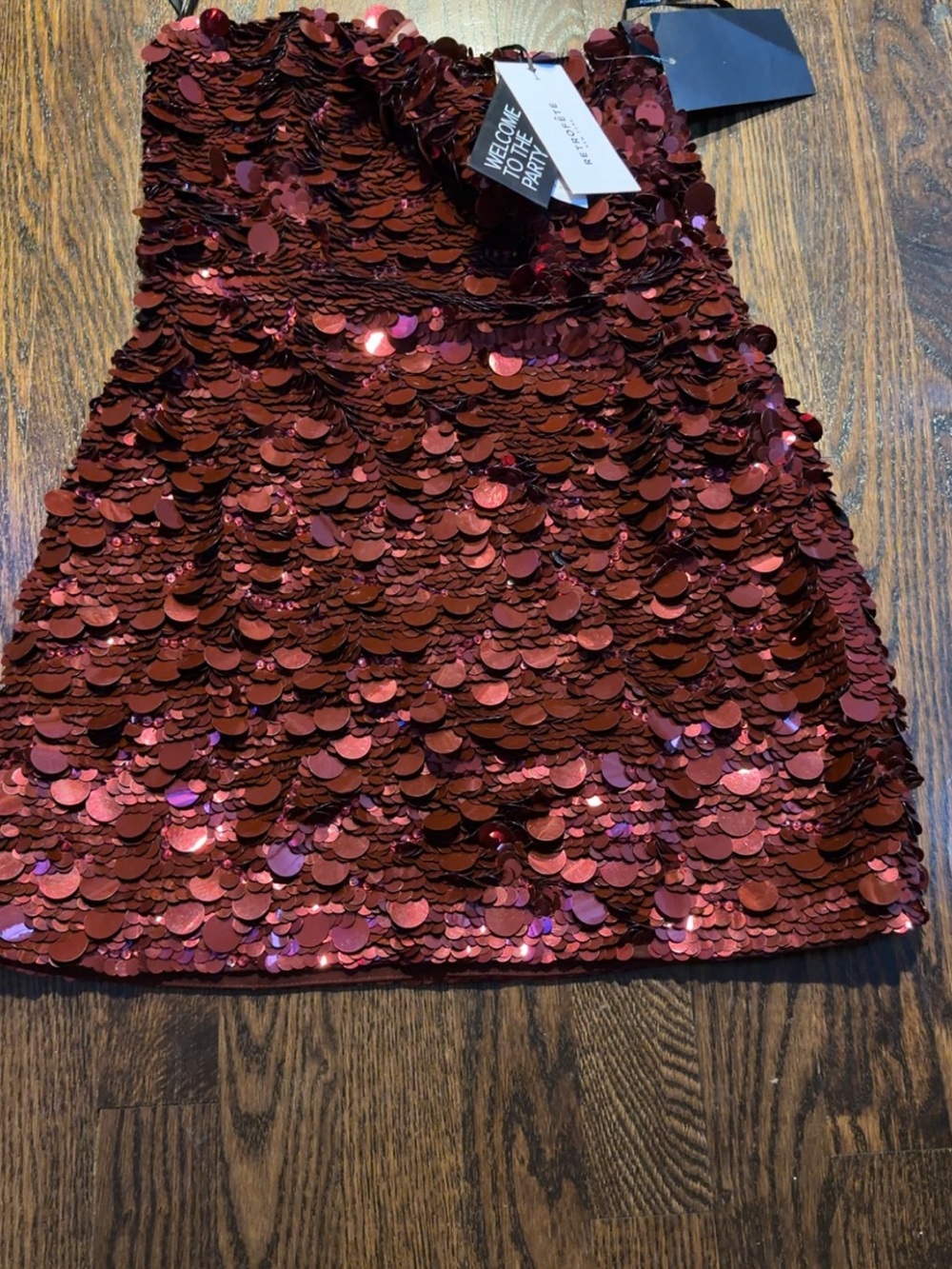 Retrofete Burgundy Sequin Mini Dress